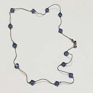 Purple Clear Diamond Geometric Cut Beaded‎ Necklace Lobster Clasp